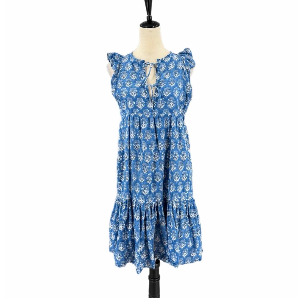 Love, Tomas Emerson Fry India Collection Blue White Floral Cottage Cotton Dress
